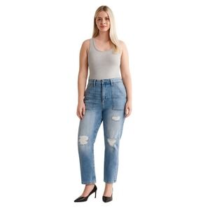 Judy Blue Boyfriend Cargo Jeans Size 9/29 Distressed Relaxed Fit Stretch Denim